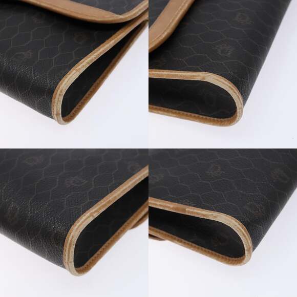 DIOR Honeycomb Canvas Chain Shoulder Bag Pvc Black Gold - Picture 10 of 12